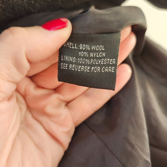 Steve Madden Black Wool Pea Coat Mid Length Classic Jacket Double Breasted S - Picture 5 of 6